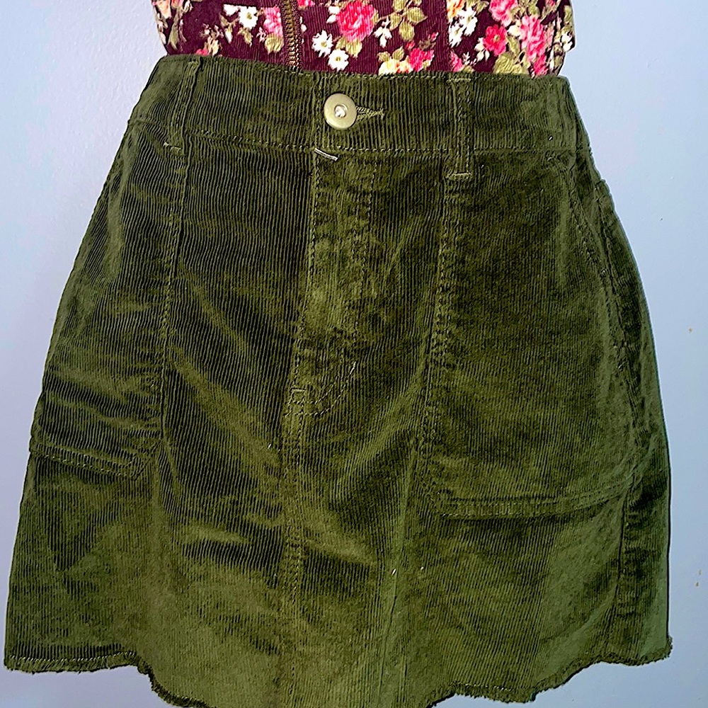 Forrest/hunter green "corderoy" high-rise midi skirt- sz L 11-13